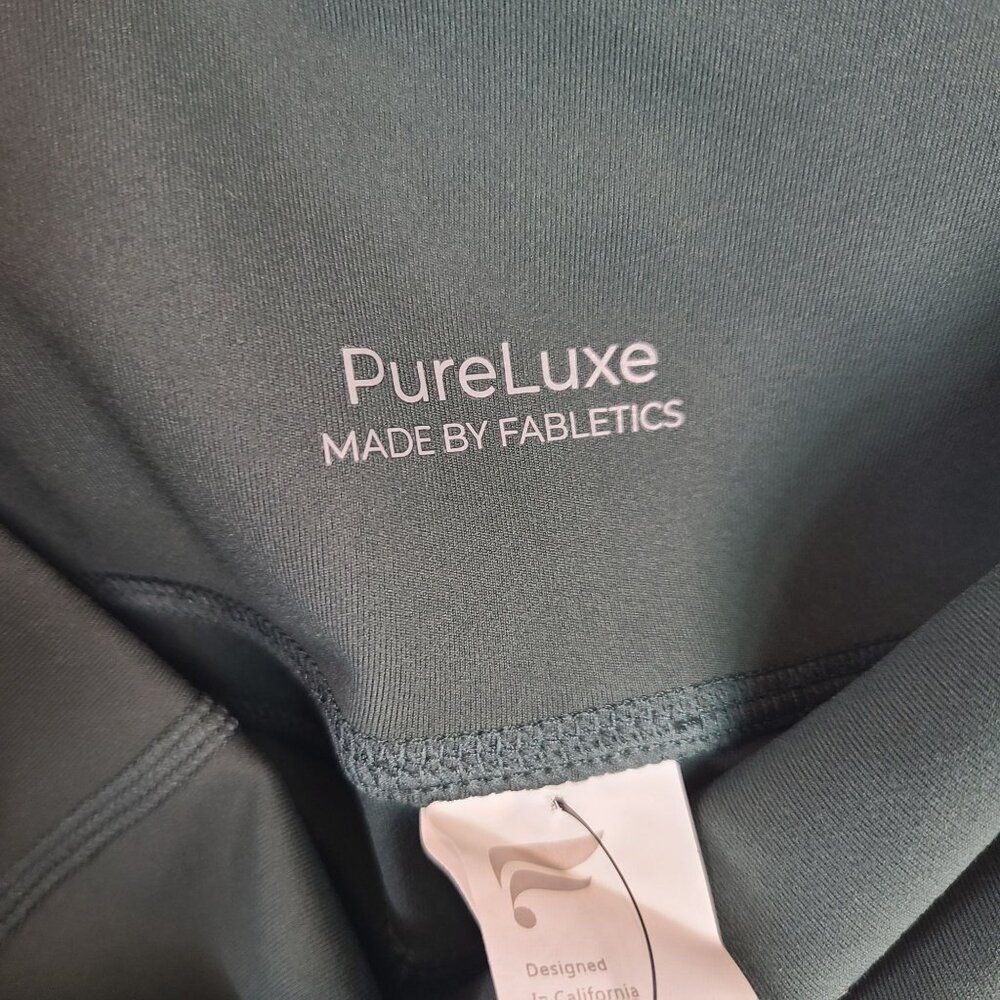 NWT Fabletics Oasis High Waisted Legging PureLux Deep Green Side Pockets Sz M - Picture 4 of 9